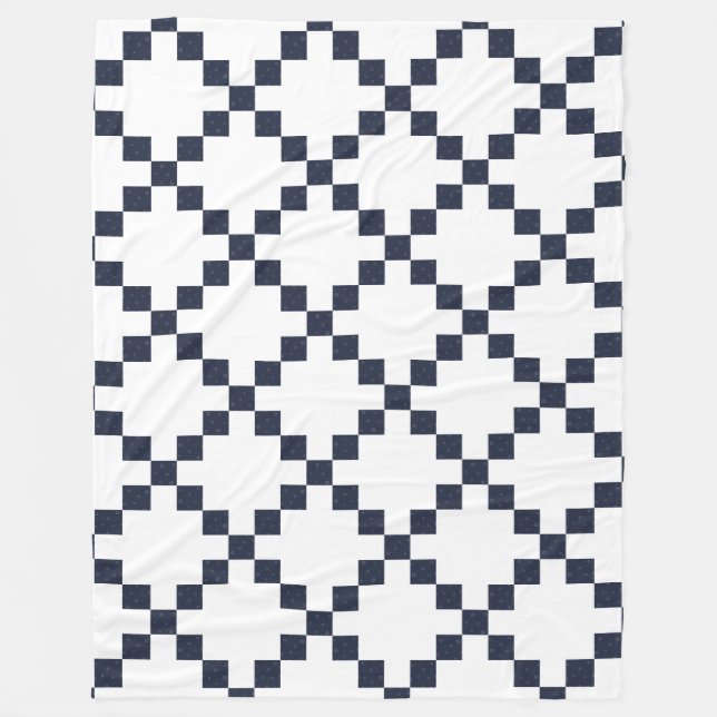 Blue Irish Wedding Chain Quilt Blanket (Front)