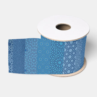 Blue Islam Islamic Arabic Pattern Collage Grosgrain Ribbon