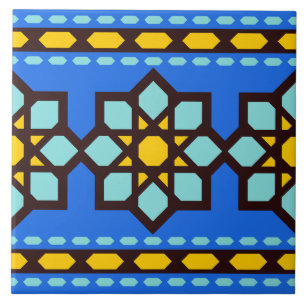 Blue islamic geometric pattern tile