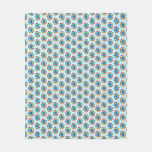 Blue Island Tropical Sea Turtles Floral Fleece Blanket