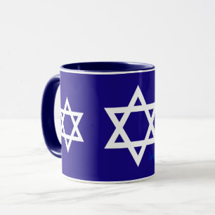 Blue Israel patriot mug, Israeli Flag, White Star Mug