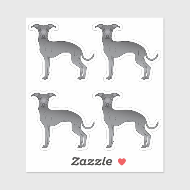 Blue Italian Greyhound Cartoon Dog Illustrations (Sheet)