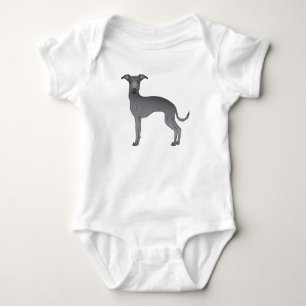 Blue Italian Greyhound Cute Cartoon Dog Design Baby Bodysuit