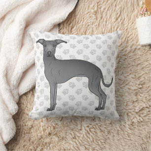 Blue Italian Greyhound Cute Cartoon Dog With Paws Cushion