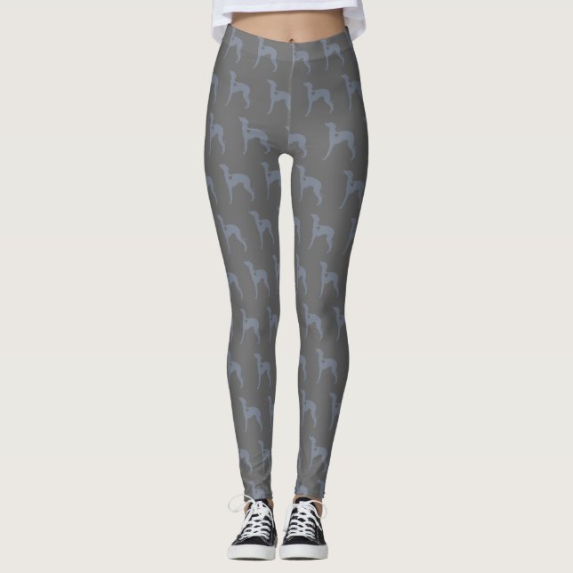 Blue Italian Greyhound leggings (Front)