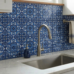 Blue Italian majolica ceramic tile