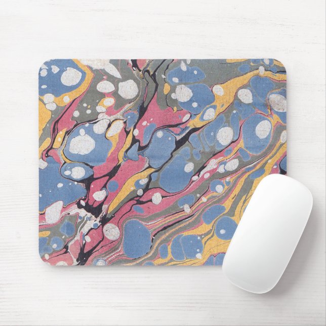 Blue Italian Marble Pattern Mouse Mat (With Mouse)