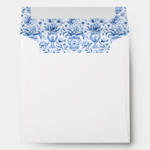 Blue Italian Mediterranean wedding square envelope