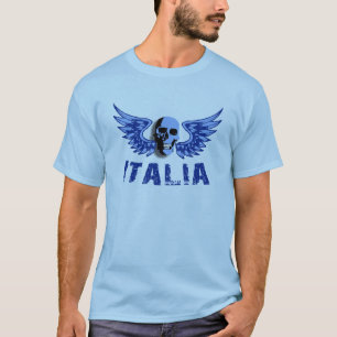 Blue Italian Skull Mens T-Shirt