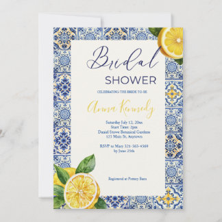 Blue Italian Title Bridal Shower Invitation