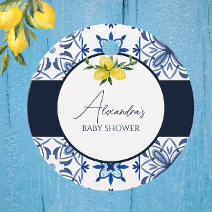 Blue Italian Yellow Lemon Baby Shower Thank You Favour Tags