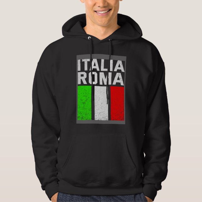 Blue Italy Flag Italian Girl Italia Rome Hoodie (Front)
