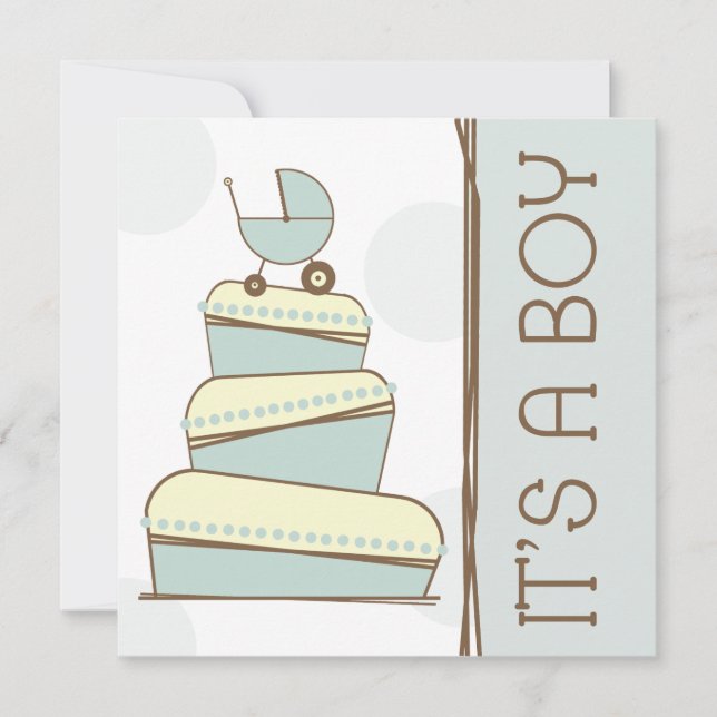 Blue "It's A Boy' Baby Shower Invitation (Front)