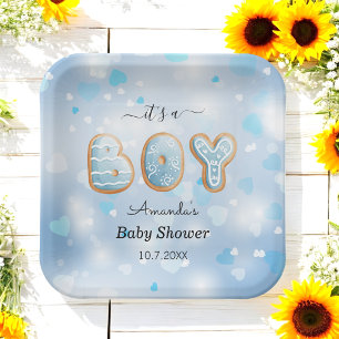 Blue its a Boy Baby Shower Paper Plate