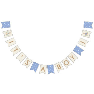 Blue It's A Boy Baby Shower Storybook Rabbit Bunting