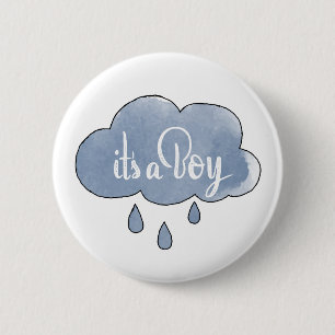 Blue Its a Boy Calligraphy It’s a Boy Art 6 Cm Round Badge