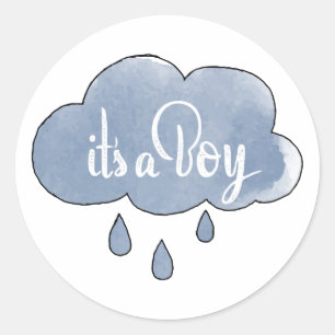Blue Its a Boy Calligraphy It’s a Boy Art Gender Classic Round Sticker