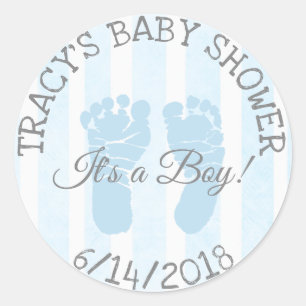 Blue Its a Boy Footprints Baby Shower Stickers