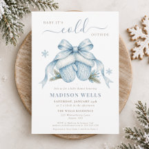 Blue It's Cold Outside Baby Boy Shower Invitation