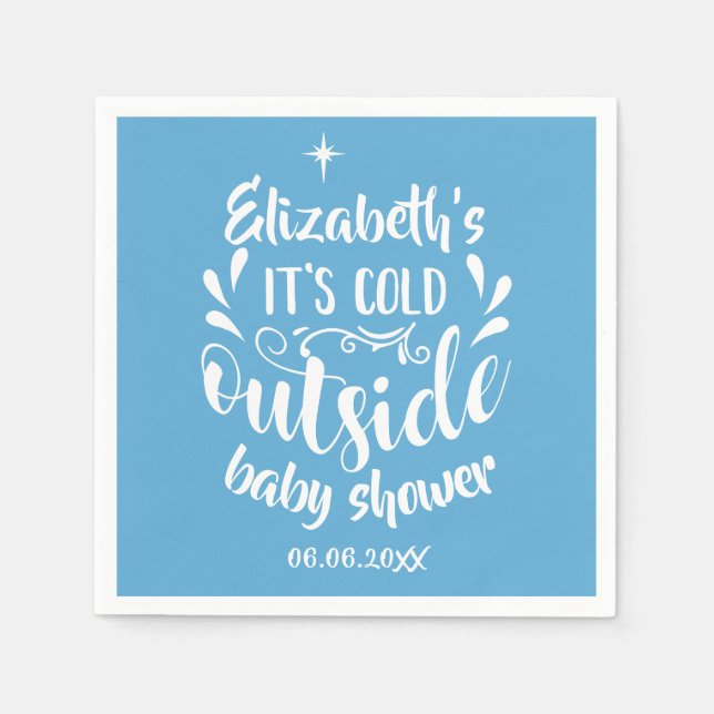 Blue Its Cold Outside Baby Shower / Sprinkle Napkin (Front)