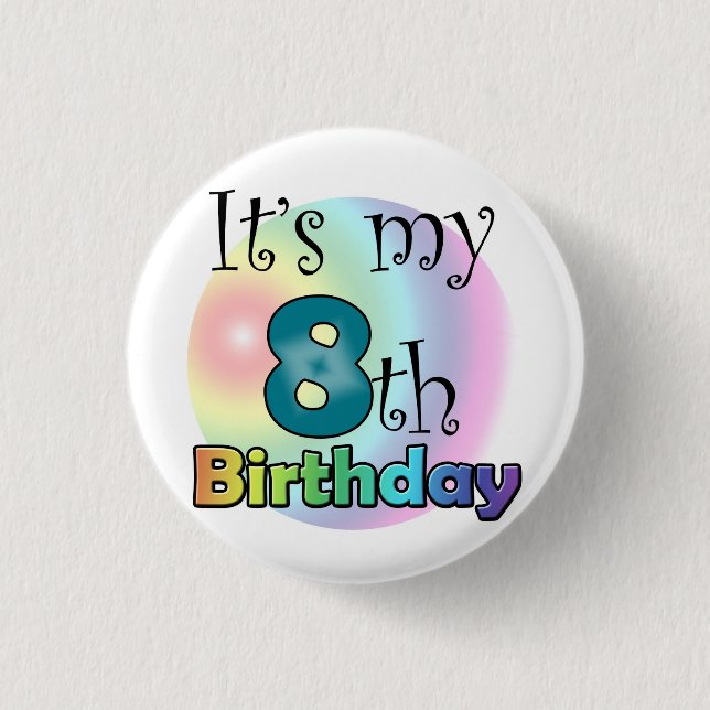 Blue It's my 8th Birthday 3 Cm Round Badge (Front)