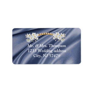 Blue,Ivory,Green,Gold Silk & Pearls Wedding Labels