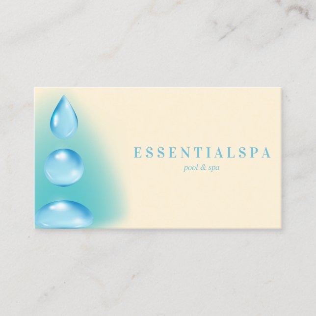 Blue Ivory Spiritual Water drops reiki yoga zen Business Card (Front)