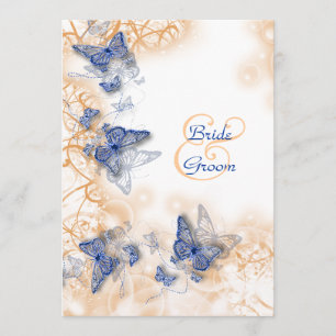 Blue ivory wedding engagement anniversary invitation
