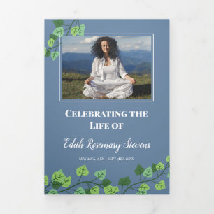 Blue  & Ivy Photo Funeral Tri-Fold Programme