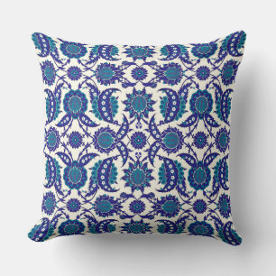 Blue Iznik Floral Pattern Cushion