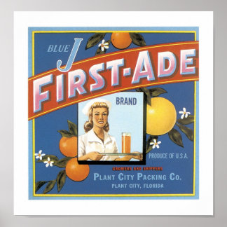 Blue J First-Ade Brand Oranges Poster