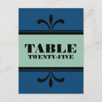 Blue/Jade Fancy Art Deco Table Number Postcard