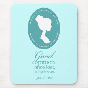 Blue Jane Austen Good Opinion Lost Quote Gift Mouse Mat