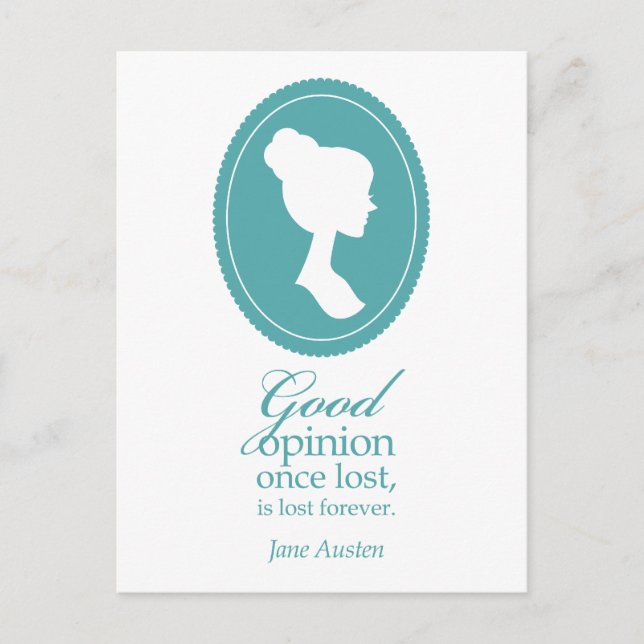 Blue Jane Austen Good Opinion Lost Quote Gift Postcard (Front)