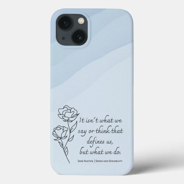 Blue Jane Austen Inspirational Quote Phone Case (Back)