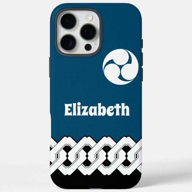 Blue Japanese Chain and Spiral Pattern Case-Mate i Case-Mate iPhone Case (Back)