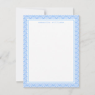 Blue Japanese Seigaiha Pattern Note Card