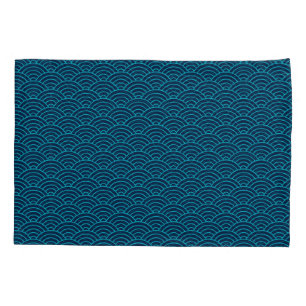 Blue Japanese Seigaiha Sea and Waves Pillowcase