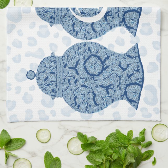 Blue Jar Ginger Jars Mosaic  Tea Towel (Folded)