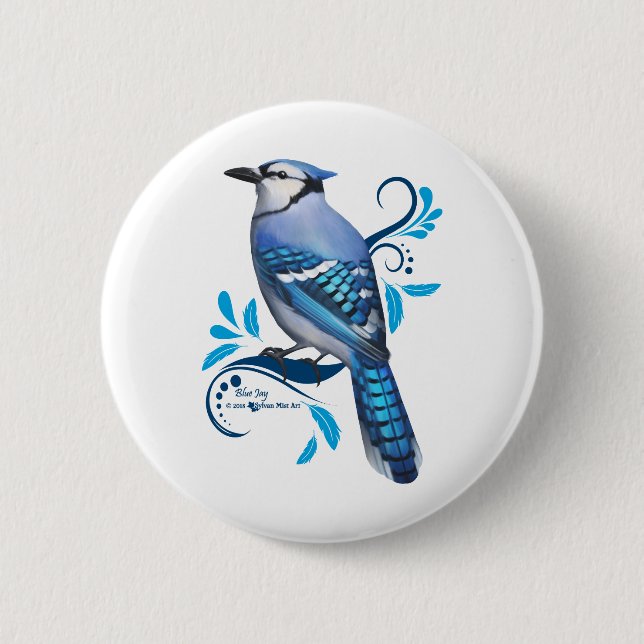 Blue Jay 6 Cm Round Badge (Front)