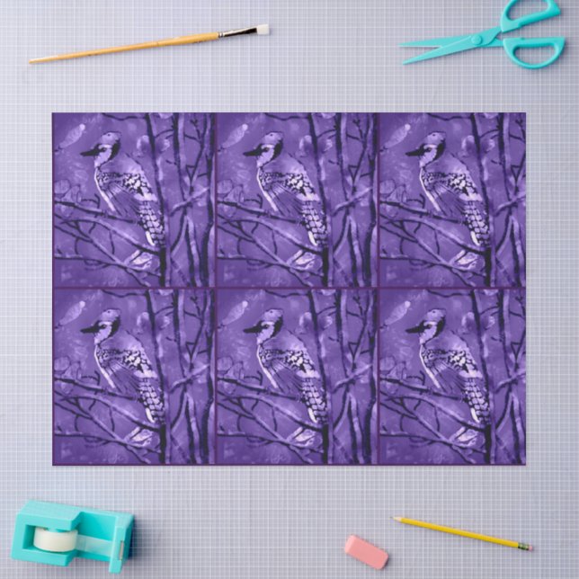 Blue Jay Abstract Purple Black Decoupage Tissue Paper (Craft)