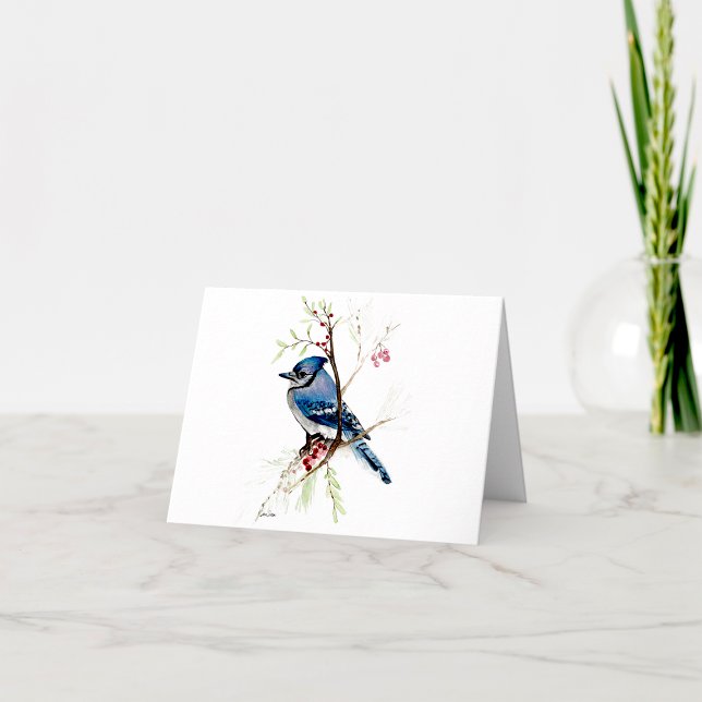 Blue Jay Beautiful Watercolor Note Card (Beautiful Blue Jay watercolor note card from Jenn Steffen Art)
