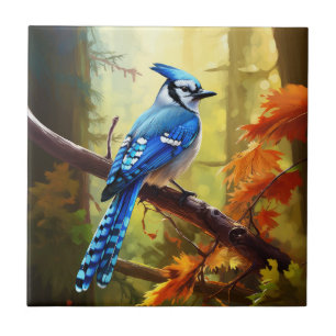 Blue Jay Bird Art Ceramic Tile