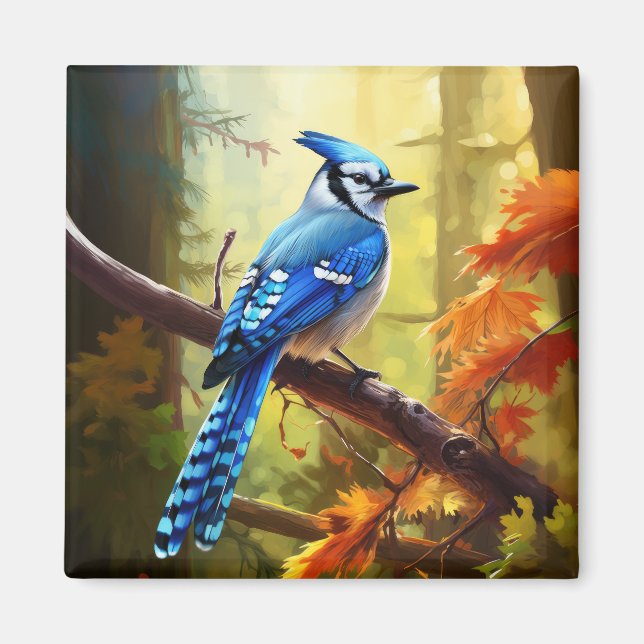 Blue Jay Bird Art Magnet (Front)