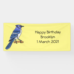 Blue jay bird cartoon illustration banner