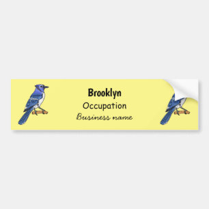 Blue jay bird cartoon illustration bumper sticker