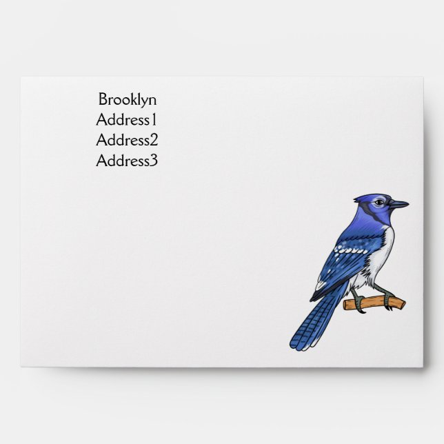 Blue jay bird cartoon illustration  envelope (Front)