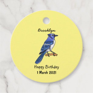 Blue jay bird cartoon illustration  favour tags