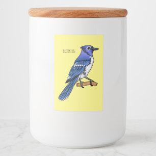Blue jay bird cartoon illustration food label