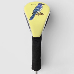 Blue jay bird cartoon illustration  golf head cover